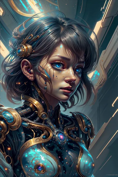 masterpiece, best quality, (8k NSFW (full nude body portrait)) beautiful slender pleasure cyborg, glowing electric LONG FLOWING WHITE hair, medium breasts, translucent skin, (intricate elegant highly detailed body suit majestic gold circuit board trace filigree), body surrounded by flares of kvoid energy, pulses of kvoid energy move through her body, (her legs open), art by artgerm and ruan jia and greg rutkowski surreal painting, gritty metro world, exploring dusty city ruins,
(stunningly attractive face),
(detailed electric blue eyes),
(beautiful, detailed pussy),
(V0id3nergy:1.8)
(sidelighting, finely detailed beautiful light eyes: 1.2),
gritty metro world, <lora:GPTS2 Heavy:0.8> <lora:translucent_skin:0.8> <lora:reelmech:0.64> <lora:XenoDetailer:0.74> <lora:kVoidEnergy:0.75>