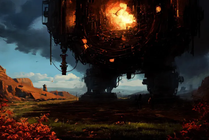 masterpiece, best quality, ultra high res, beautiful, visually stunning, elegant, incredible details, award-winning art, <lora:jkrz - JakubRozalski-000006:0.65>, jkrz, <lora:LowRA:0.25> , <lora:add_detail:0.4> , horror \(theme\),