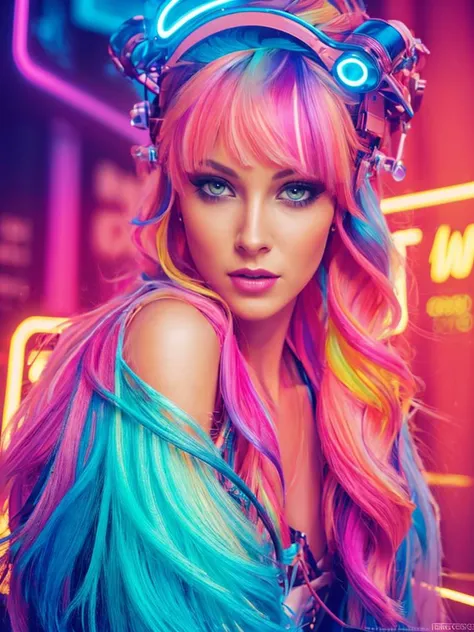 (Entirely in focus) anime artwork, rococo, grand photograph, Polaroid, annoyed girl, neon glowing hair, canon 5d mark 4, neon light, kodak ektar, flamboyant, pastel colors, curved lines, elaborate detail, subsurface scattering, ultra hd, 4k, high def, Photorealistic, Hyperrealistic, Hyper detailed, analog style, realistic, masterpiece, best quality, ultra realistic, 8k, Intricate, High Detail, film photography, soft lighting,  heavy shadow