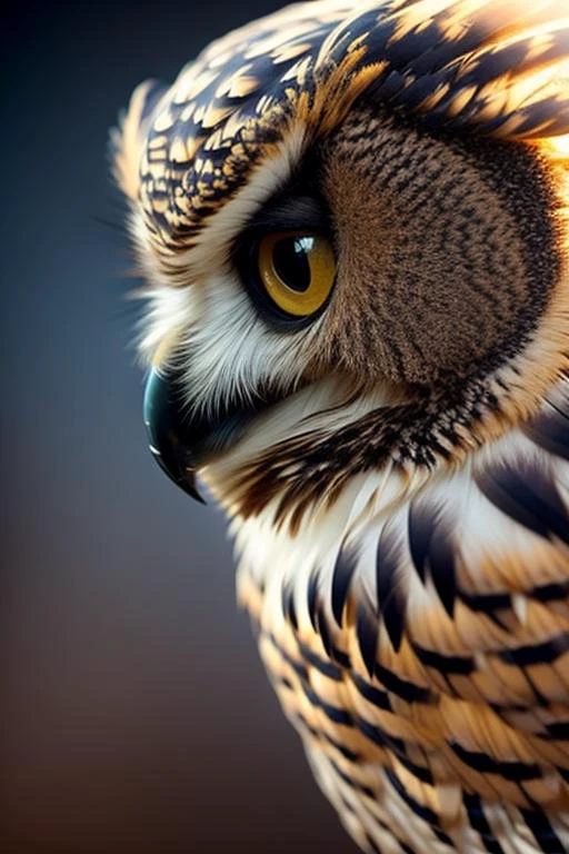 an concept art of alchemic element - European Eagle Owl (Bubo bubo): A formidable and majestic owl, recognized by its large size and prominent ear tufts. The camera's angle frames the subject in a way that unveils its essence, unveiling secrets that lie within its form. Shadows and highlights create a harmonious symphony, revealing an extraordinary interplay of light and darkness, unveiling layers of depth that leave us captivated., in nature habitat, rim lights, digital art, focus on subject, duch angle, clsoe shot, closeup, masterpiece, ultrasharp, intricated details