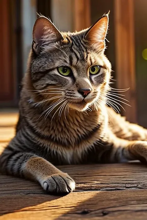 an concept art of alchemic element - European Wildcat (Felis silvestris): A striking feline with a robust, muscular build, resembling a domestic cat but larger and more untamed. The dense fur coat boasts a tabby-like pattern, predominantly gray with subtle black stripes and spots, providing exceptional camouflage in its forest habitat. The rounded ears have tufts of fur at the tips, accentuating its alert and watchful appearance. As the magical light cascades over the scene, it accentuates the scene's enchantment, instilling a sense of awe and delight. Every detail sparkles with a touch of the extraordinary, while the background fades into an alluring blur, focusing our gaze solely on the captivating subject., on table, rim lights, digital art, focus on subject, duch angle, clsoe shot, closeup, focus on material and structure, masterpiece, ultrasharp, intricated details