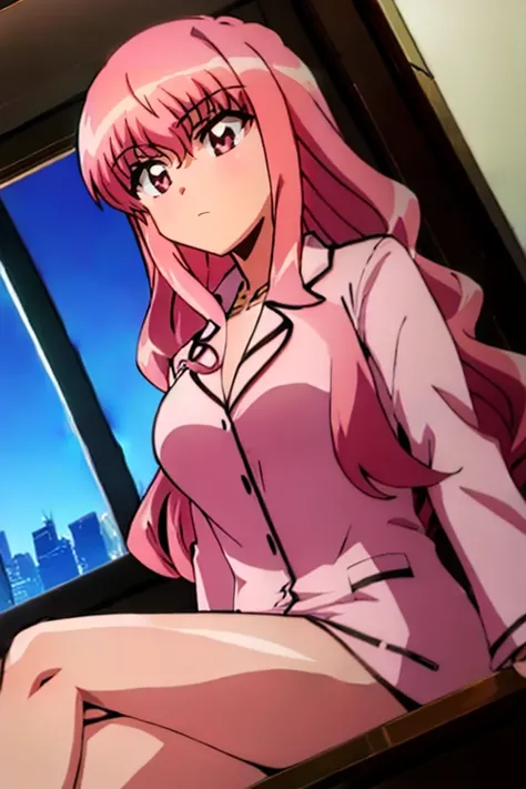 <lora:Louise - [The Familiar of Zero] - Version 1:1> louise,  long_hair, pink_hair, louise_francoise_le_blanc_de_la_valliere, pink_eyes  (masterpiece:1.2),(best quality:1.2),(high resolution:1.2) 1girl,  tattoo  cyberpunk2077, cyberpunk \(series\),  portrait, large breasts,  big smile prom dress  Standing on Tiptoes Pose  dutch angle, cyberpunk style, apartment, window with view on nightcity,  closeup