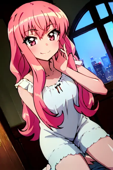 NSFW,masterpiece,Highest quality,High resolution,Very detailed,Nana Asta Deviluke\(To Love-Ru\),Pink Hair,Purple Eyes,long hair,Twin tails,tail,Devil's Tail,Small breasts,Tank top,Denim shorts,Low rise,Knee-high socks,Embarrassed,is nervous,Nightlife,Love Hotel,prostitution,(Prostitute)