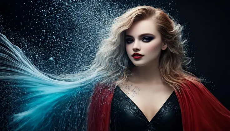 (Gorgeous Photo) of a ((ethernal wet woman)) Joean wearing black crepe fancy red dress ,drink ,skirt,coat, highlights in hazel hair, hairstyle pixie, ((small Turquoise rose in hair)),
old wine,thematic background, side light, rim lighting, studio lighting, ultra quality, sharp focus, film grain, Fujifilm XT3, highly detailed glossy eyes, high detailed skin, skin pores,
dark fantasy, dramat,dynamic fighting pose,,natural pose, dark fantasy style
RAW, 64k textures,crystal clear,DSLR, UHD, 64k face textures,
octane render, Unreal Engine 5, Cinematic, cinematic shot ,Color Grading, portrait Photography, Ultra-Wide Angle, Depth of Field, hyper-detailed, insane details, Photoshoot, Tilt Blur, Shutter Speed 1/1000, F/22And, by aderek, by Pawel Tomczuk,