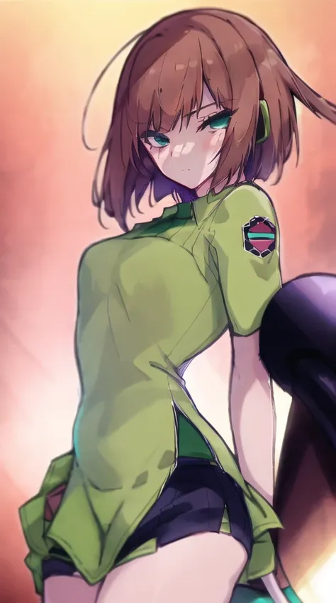 pixel-Konami, aqua eyes, green dress, miniskirt, upper body, masterpiece, photorealistic, realistic, (RAW photo, 8k uhd, film grain), caustics, subsurface scattering, from front, <hypernet:myhands_22k:0.75> <lora:konami-Kirie-LoRA:0.85> <lora:ORIHARA:0.75>