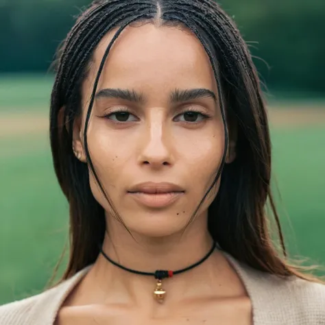 Skin texture, no makeup, Super high res closeup portrait photo of a stunning woman outdoors with straight hair, wearing a small string choker around her neck,f /2.8, Canon, 85mm,cinematic, high quality,looking at the viewer,  <lora:zokravitz_xl_1_standard_merger_47_59_83_05_03_02:1>