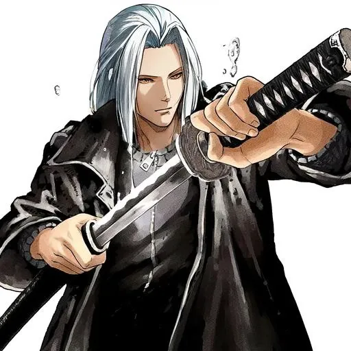 masterpiece, anime style,  Sephiroth [Final Fantasy], male focus