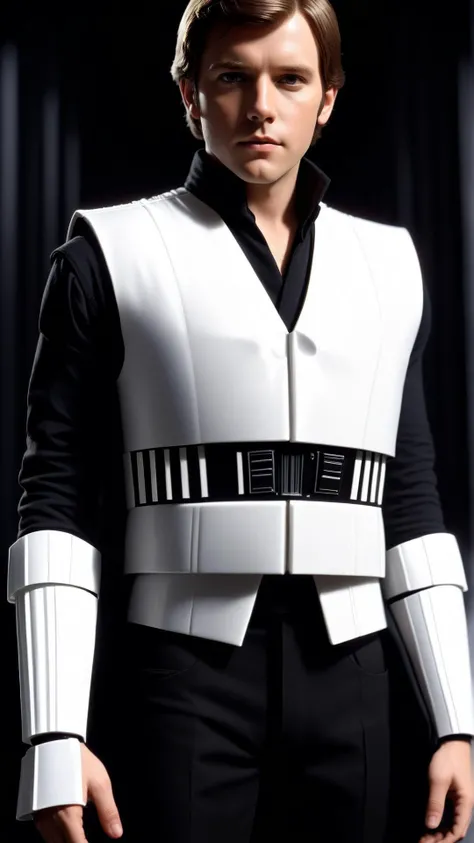 <lora:GalacticEmpireStyleXL:1>GalacticEmpireStyle vest, white (star wars empire style:0.7), 24mm, (analog, cinematic, film grain:1.3), Bokeh DOF, (Masterpiece:1.3) (best quality:1.2) (high quality:1.1)