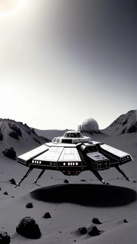 <lora:GalacticEmpireStyleXL:1>GalacticEmpireStyle a spacecraft landing on a volcanic planet for critical mission, white (star wars empire style:0.7), 24mm, (analog, cinematic, film grain:1.3), Bokeh DOF, (Masterpiece:1.3) (best quality:1.2) (high quality:1.1)