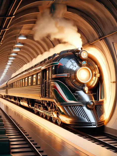 ais-artdeco train hurtling through a tunnel <lora:Art_Deco_Style_SDXL:1>