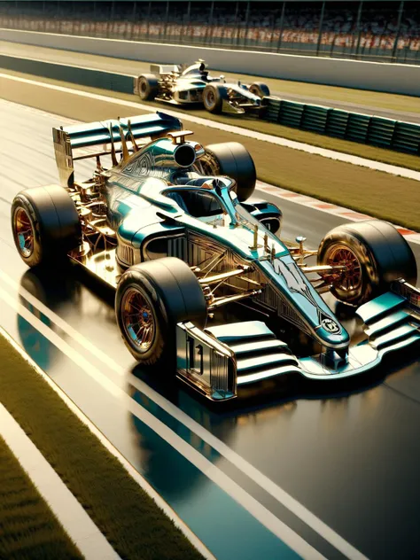 ais-artdeco F1 car, racing down the track <lora:Art_Deco_Style_SDXL:1>
