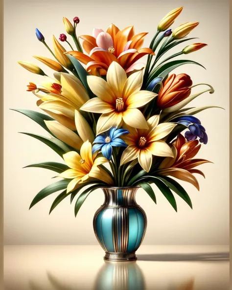 award winning, Dutch __adrr/flowers__, Pastel Colors, full of color, <lora:Art_Deco_Style_SDXL:1> ais-artdeco