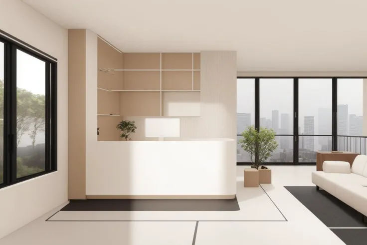best quality, high quality,masterpiece, real, realistic, super detailed,full detail,4k,8k,interior,indoor,potted plant, computer,windows,Nayuta_Area_Reception,no humans, <lora:Area_Reception:0.6>