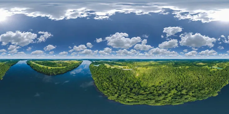 360panorama,Aerial photography,Aerial view of a tree-lined river during the day, early afternoon, sunlight reflecting off the water, peaceful lush natural environment, dense greenery, flowing river, bright natural sunlight, Thomas Cole, realistic, oil painting, landscape, vibrant greens, blues, hints of sunlight, high quality, highly detailed,
complex background,masterpiece,visually stunning:1.5,evocative,best quality,intricate and very detailed:1.5,professionally graded colors,hyper-detailed:1.8,cinematic design:1.5,very detailed image,hyperealistic,realistic art style,photorealism,dynamic lighting,light rays,detailed background,cinematic lighting,cinematic angle,very aesthetic,ultra detailed,intricate details,semi realistic,best quality,realistic,photo realistic,dramatic lighting,detailed lighting,realistic photo,[[volumetric lighting, dappled lighting]],
((vignette)),highly detailed,moody,epic,gorgeous,film,atmospheric haze,Ultra High Resolution,wallpaper,8K,Rich texture details,hyper detailed,detailed background,dramatic angle,epic composition,dynamic lighting,award winning photo,
complex background,caustics,optics,surreal,magic,perfect anatomy,best resolution,best quality,highres,realistic photo,professional photography,professional color grading,cinematic angle,reflection lights,closed up,many details,extreme detailed,full of details,life-like details,cinematic,dramatic,dynamic,extremely refined lines and and shapes,extremely refined details on objects,sharp details,wide range of colors,many details everywhere,raytracing,antialiasing,Realistic soft shadows,Low saturation colors,insane quality,insane resolution,Insane details,masterpiece,8k,4k resolution,<lora:HMSGèªæXL2-000010:1>,