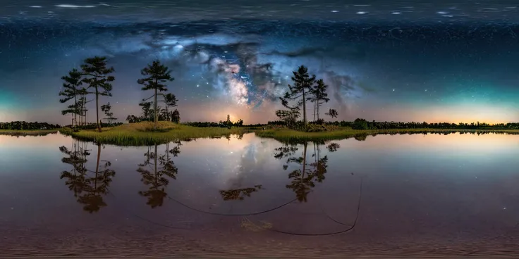 360panorama,Centered Horizon,No seams,<lora:HMSGXL_epoch_9:1>,A Sun,<lora:å
å½±XL:1>,(masterpiece),(best quality),(ultra-detailed),outdoors,sky,cloud,water,tree,no humans,night,star \(sky\),nature,night sky,scenery,forest,starry sky,reflection,ripples,reflective water,illustration,disheveled hair,detailed eyes,perfect composition,moist skin,intricate details,earrings,by wlop,outdoors,sky,cloud,water,tree,no humans,night,star \(sky\),nature,night sky,scenery,forest,starry sky,reflection,ripples,reflective water,exalted,light translucent,glowing,strong colors,detailed,intricate,fine detail,cinematic,very,focused,magical,colorful,mystical,illuminated,sharp focus,