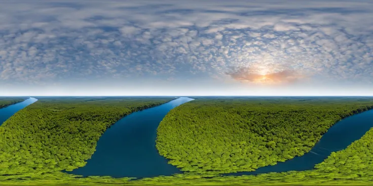 360panorama,Aerial photography,Aerial view of a tree-lined river during the day, early afternoon, sunlight reflecting off the water, peaceful lush natural environment, dense greenery, flowing river, bright natural sunlight, Thomas Cole, realistic, oil painting, landscape, vibrant greens, blues, hints of sunlight, high quality, highly detailed,
complex background,masterpiece,visually stunning:1.5,evocative,best quality,intricate and very detailed:1.5,professionally graded colors,hyper-detailed:1.8,cinematic design:1.5,very detailed image,hyperealistic,realistic art style,photorealism,dynamic lighting,light rays,detailed background,cinematic lighting,cinematic angle,very aesthetic,ultra detailed,intricate details,semi realistic,best quality,realistic,photo realistic,dramatic lighting,detailed lighting,realistic photo,[[volumetric lighting, dappled lighting]],
((vignette)),highly detailed,moody,epic,gorgeous,film,atmospheric haze,Ultra High Resolution,wallpaper,8K,Rich texture details,hyper detailed,detailed background,dramatic angle,epic composition,dynamic lighting,award winning photo,
complex background,caustics,optics,surreal,magic,perfect anatomy,best resolution,best quality,highres,realistic photo,professional photography,professional color grading,cinematic angle,reflection lights,closed up,many details,extreme detailed,full of details,life-like details,cinematic,dramatic,dynamic,extremely refined lines and and shapes,extremely refined details on objects,sharp details,wide range of colors,many details everywhere,raytracing,antialiasing,Realistic soft shadows,Low saturation colors,insane quality,insane resolution,Insane details,masterpiece,8k,4k resolution,<lora:HMSGèªæXL2-000010:1>,