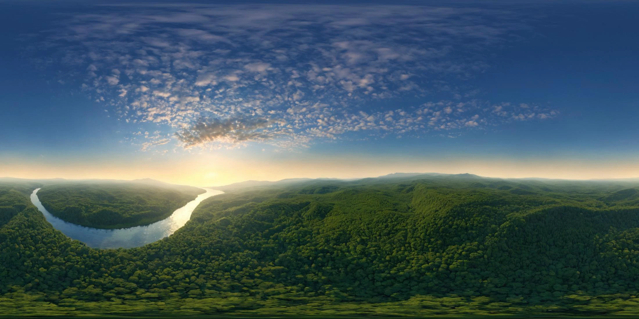360panorama,Aerial photography,Aerial view of a tree-lined river during the day, early afternoon, sunlight reflecting off the water, peaceful lush natural environment, dense greenery, flowing river, bright natural sunlight, Thomas Cole, realistic, oil painting, landscape, vibrant greens, blues, hints of sunlight, high quality, highly detailed,
complex background,masterpiece,visually stunning:1.5,evocative,best quality,intricate and very detailed:1.5,professionally graded colors,hyper-detailed:1.8,cinematic design:1.5,very detailed image,hyperealistic,realistic art style,photorealism,dynamic lighting,light rays,detailed background,cinematic lighting,cinematic angle,very aesthetic,ultra detailed,intricate details,semi realistic,best quality,realistic,photo realistic,dramatic lighting,detailed lighting,realistic photo,[[volumetric lighting, dappled lighting]],
((vignette)),highly detailed,moody,epic,gorgeous,film,atmospheric haze,Ultra High Resolution,wallpaper,8K,Rich texture details,hyper detailed,detailed background,dramatic angle,epic composition,dynamic lighting,award winning photo,
complex background,caustics,optics,surreal,magic,perfect anatomy,best resolution,best quality,highres,realistic photo,professional photography,professional color grading,cinematic angle,reflection lights,closed up,many details,extreme detailed,full of details,life-like details,cinematic,dramatic,dynamic,extremely refined lines and and shapes,extremely refined details on objects,sharp details,wide range of colors,many details everywhere,raytracing,antialiasing,Realistic soft shadows,Low saturation colors,insane quality,insane resolution,Insane details,masterpiece,8k,4k resolution,<lora:HMSGèªæXL2-000010:1>,