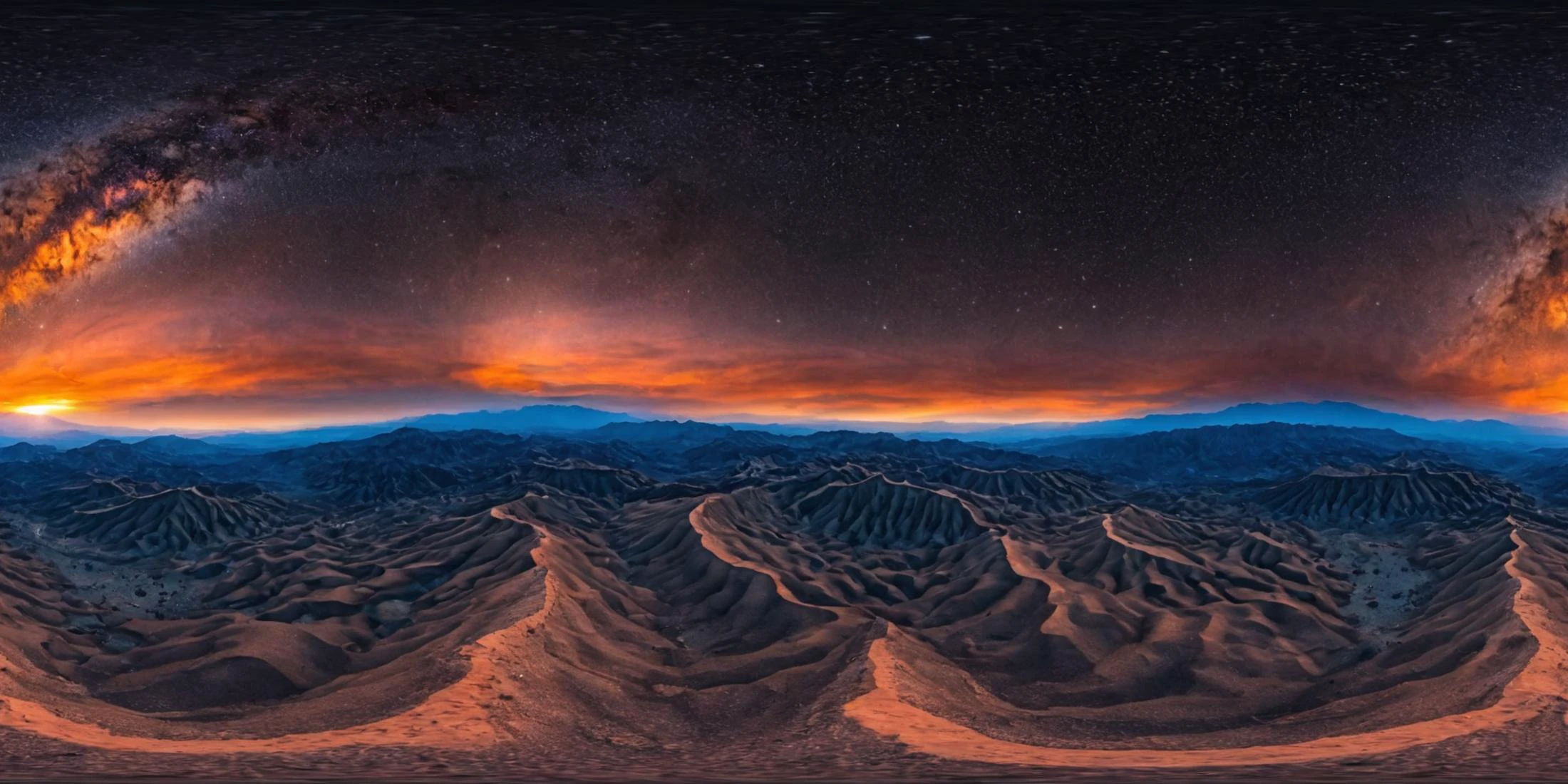 360panorama,As the sun dips below the horizon,the desert comes alive with a kaleidoscope of colors. Sand dunes stretch endlessly towards the horizon,their graceful curves sculpted by the winds of time. A solitary cactus stands sentinel amidst the vast expanse,its spiny arms reaching towards the fading light. In the distance,jagged mountains rise from the earth,their rugged peaks painted in hues of orange and red by the dying embers of the day. A coyote's haunting howl echoes through the desert,a reminder of the untamed beauty that thrives in this harsh yet enchanting landscape. Here,under the vast canopy of stars,one can't help but feel a sense of awe and reverence for the natural world.,
complex background,masterpiece,visually stunning:1.5,evocative,best quality,intricate and very detailed:1.5,professionally graded colors,hyper-detailed:1.8,cinematic design:1.5,very detailed image,hyperealistic,realistic art style,photorealism,dynamic lighting,light rays,detailed background,cinematic lighting,cinematic angle,very aesthetic,ultra detailed,intricate details,semi realistic,best quality,realistic,photo realistic,dramatic lighting,detailed lighting,realistic photo,[[volumetric lighting, dappled lighting]],
((vignette)),highly detailed,moody,epic,gorgeous,film,atmospheric haze,Ultra High Resolution,wallpaper,8K,Rich texture details,hyper detailed,detailed background,dramatic angle,epic composition,dynamic lighting,award winning photo,
complex background,caustics,optics,surreal,magic,perfect anatomy,best resolution,best quality,highres,realistic photo,professional photography,professional color grading,cinematic angle,reflection lights,closed up,many details,extreme detailed,full of details,life-like details,cinematic,dramatic,dynamic,extremely refined lines and and shapes,extremely refined details on objects,sharp details,wide range of colors,many details everywhere,raytracing,antialiasing,Realistic soft shadows,Low saturation colors,insane quality,insane resolution,Insane details,masterpiece,8k,4k resolution,<lora:HMSGèªæXL2-000010:1>,