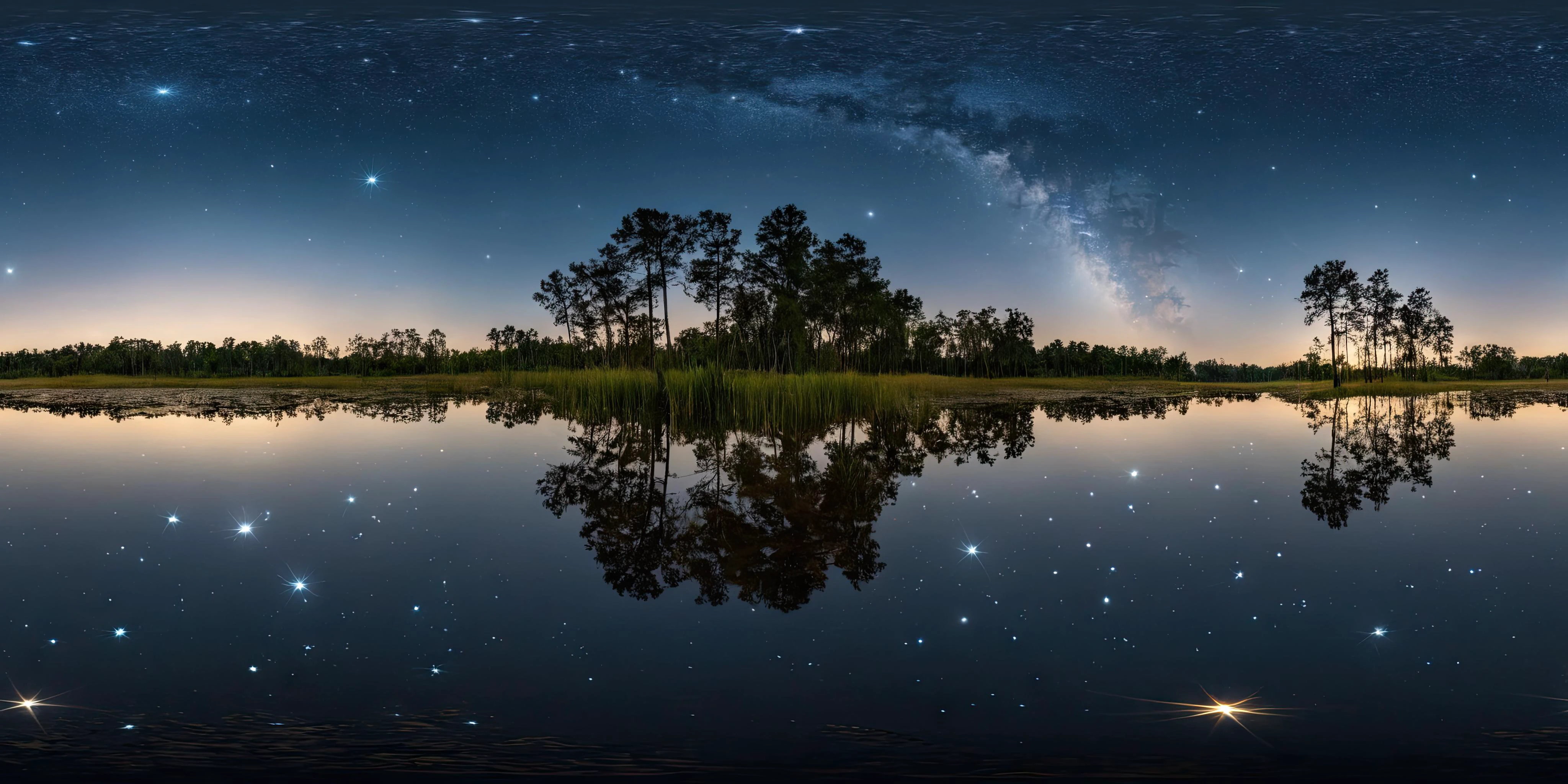 360panorama,Centered Horizon,No seams,<lora:HMSGXL_epoch_9:1>,A Sun,<lora:å
å½±XL:1>,(masterpiece),(best quality),(ultra-detailed),outdoors,sky,cloud,water,tree,no humans,night,star \(sky\),nature,night sky,scenery,forest,starry sky,reflection,ripples,reflective water,illustration,disheveled hair,detailed eyes,perfect composition,moist skin,intricate details,earrings,by wlop,outdoors,sky,cloud,water,tree,no humans,night,star \(sky\),nature,night sky,scenery,forest,starry sky,reflection,ripples,reflective water,exalted,light translucent,glowing,strong colors,detailed,intricate,fine detail,cinematic,very,focused,magical,colorful,mystical,illuminated,sharp focus,