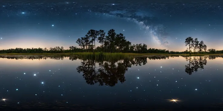 360panorama,Centered Horizon,No seams,<lora:HMSGXL_epoch_9:1>,A Sun,<lora:å
å½±XL:1>,(masterpiece),(best quality),(ultra-detailed),outdoors,sky,cloud,water,tree,no humans,night,star \(sky\),nature,night sky,scenery,forest,starry sky,reflection,ripples,reflective water,illustration,disheveled hair,detailed eyes,perfect composition,moist skin,intricate details,earrings,by wlop,outdoors,sky,cloud,water,tree,no humans,night,star \(sky\),nature,night sky,scenery,forest,starry sky,reflection,ripples,reflective water,exalted,light translucent,glowing,strong colors,detailed,intricate,fine detail,cinematic,very,focused,magical,colorful,mystical,illuminated,sharp focus,