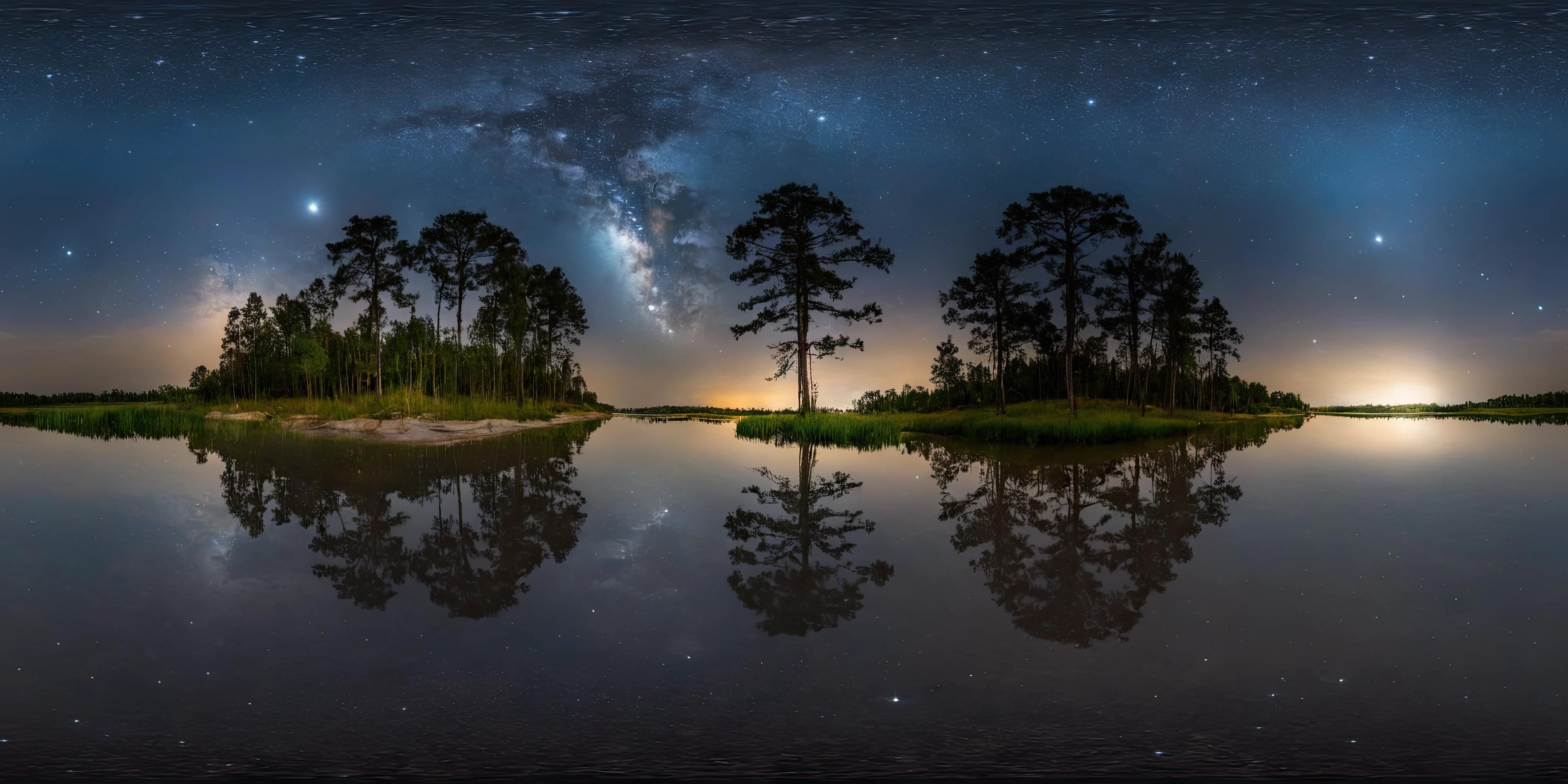 360panorama,Centered Horizon,No seams,<lora:HMSGXL_epoch_9:1>,A Sun,<lora:å
å½±XL:1>,(masterpiece),(best quality),(ultra-detailed),outdoors,sky,cloud,water,tree,no humans,night,star \(sky\),nature,night sky,scenery,forest,starry sky,reflection,ripples,reflective water,illustration,disheveled hair,detailed eyes,perfect composition,moist skin,intricate details,earrings,by wlop,outdoors,sky,cloud,water,tree,no humans,night,star \(sky\),nature,night sky,scenery,forest,starry sky,reflection,ripples,reflective water,exalted,light translucent,glowing,strong colors,detailed,intricate,fine detail,cinematic,very,focused,magical,colorful,mystical,illuminated,sharp focus,