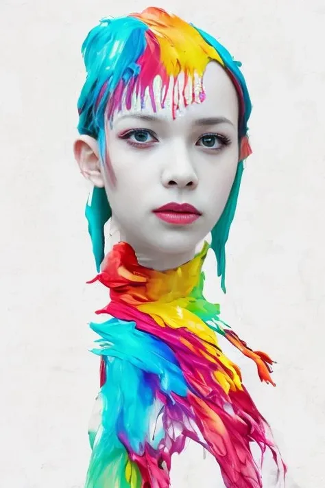 (((1boy, realistic, looking aside, colorful hair, blue eyes, closed mouth))),r4i5b0w, <lora:r4i5b0w-RV-000014:1> , best quality, ultra high res