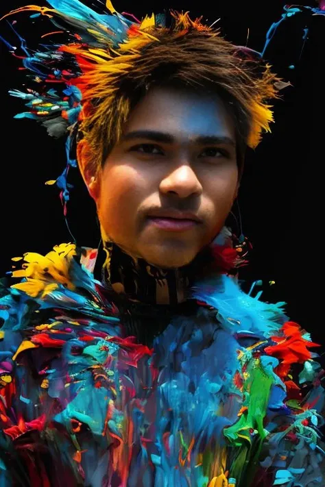 (((handsome white man in suit, realistic, looking aside, colorful hair, blue eyes, closed mouth))),r4i5b0w, <lora:r4i5b0w-RV-000014:1> , best quality, ultra high res