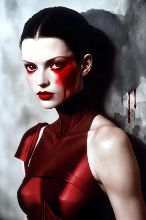 1 woman
dramatic lighting
red and silver
blood on wall
complex background
depth of field
best shadow
Paolo Roversi
1996
(photorealistic)