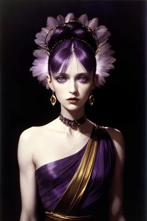 1 woman
dramatic lighting
purple and gold
complex background
depth of field
Paolo Roversi
1980
(photorealistic)