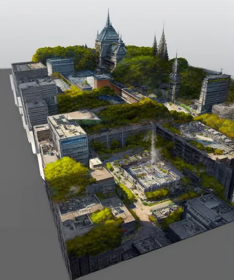 , <lora:shapan:1> concept art, top-down view, Game scenes, miniature maps,,          Office Buildings, Conglomerate stone, science fiction, building, architecture