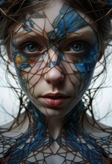 Close-up face, mysterious silhouette of a scottish girl in worn down clothing, goddess, alluring, by Minjae Lee, Carne Griffiths, Emily Kell, Steve McCurry, Geoffroy Thoorens, Aaron Horkey, Jordan Grimmer, Greg Rutkowski, amazing depth, double exposure, surreal, geometric patterns, intricately detailed, bokeh, perfect balanced, deep fine borders, artistic photorealism , smooth, great masterwork by Suiras <lora:add-detail-xl:2> <lora:Double_Exposure:0.5>