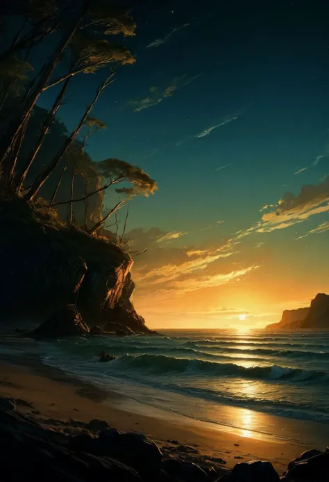 stunning landscape, scene, film grain, dark style, dark lighting, dramatic hard shadows, dramatic lighting, explosive, material contrast, hyper detailed, photo realistic, cinematic composition, intricate details,
masterpiece, visually stunning, evocative, best quality, very intricate and very detailed:1.5,
((concept art style, manga style, emotional scene, looking away)),
(((by Jeremy Mann and Wadim Kashin)))