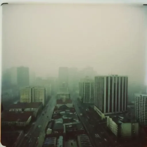 foggy city, polaroid