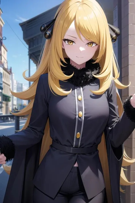 1girl,(solo:1.5),(solo focus:1.5),Cynthia,blonde hair,hair over one eye,hair ornament,very long hair,wavy hair,grey eyes,large breasts,desperation,standing,wetting self,peeing stain,fur collar,furr-trimmed coat,black pants,embarrassed,humiliated,futuristic,city,neon lights,(best quality,4k,8k,highres,masterpiece:1.2),ultra-detailed,vivid colors,sharp focus,long hair flowing in the wind,(colorful skyscrapers:1.5),reflection in the wet pavement,expressions of desperation and embarrassment captured perfectly,futuristic cityscape as the background,streets lined with towering buildings,intricate details in Cynthia's face and hair,subtle reflections in her grey eyes,subtle blush on her cheeks,revealing her embarrassment,intricate details depicting the large pee stain on Cynthia's pants