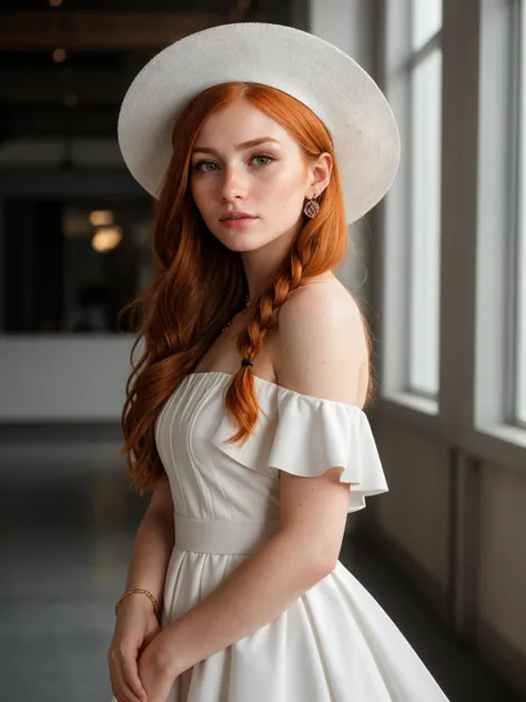 (Fashion Photography, Award Winning), photograph, RAW photo, puppeteer wearing a white layered dress, plain shoes, feathered hat, pocket watch,dramatic cape, carrying a wooden puppet, public Toilet, Industrial chic, exposed pipes, concrete floors, stainless steel sinks, Edison bulb lighting fixtures, graffiti-style artwork adorning the walls, french braid hair, (upper body shot:1.5), by Steve McCurry, 35mm, F/2.8, ((Photo Focus, DOF, Aperture, hypermaximalist, revealing, appealing, attractive)), (masterpiece, best quality, highres:1.2), (photorealistic:1.2), (intricate and beautiful:1.2), (detailed light:1.2), (colorful, dynamic angle), (official art), (perfect skin), (sharp), epiCRealism, epiCPhoto, Tower13_Zora
