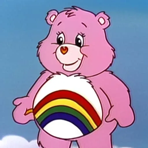 cheerbear, care bears, belly tattoo, <lora:CheerBear:0.8>