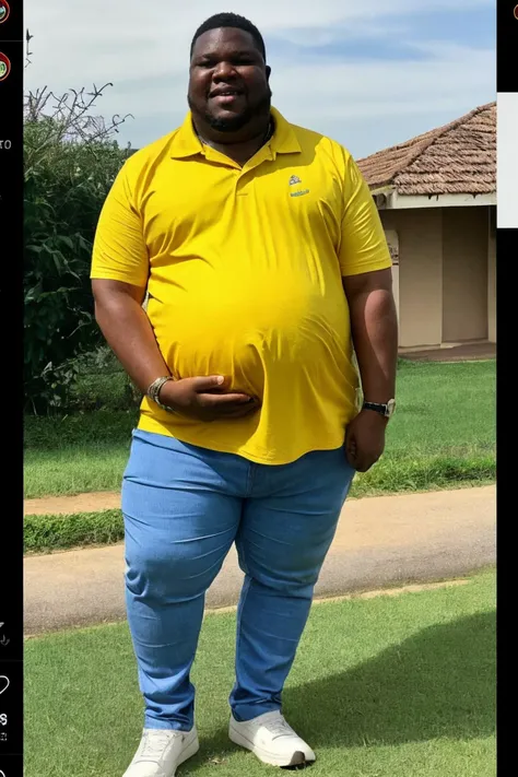 <lora:Maternity_outfit_mamitasfelices:0.65>, realistic photo of an obese African man, wearing a maternity outfit, diabetic, eating disorder, standing, (sharp focus, highly detailed, 4k, 8k, best quality, masterpiece, ultra highres:1)