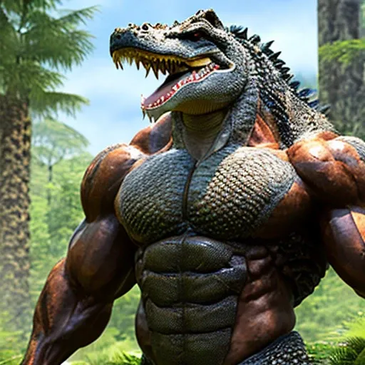fkingscifi_v2 professional stock photo hyperrealistic very muscular superheavyweight ifbb pro bodybuilder, highly detailed alligator head, very realistic alligator head, flexing muscles in a forest, very thick neck, very huge muscles, very large muscles, very huge biceps, very huge traps, very huge quads, very thick arms, very thick legs, very thick torso, very oiled, very sweaty, very veiny, highly detailed, highly detailed alligator scales, textured scales, very glossy scales, highly detailed anatomy, highly detailed body, highly detailed muscles, intricate, aesthetics, dslr, vivid, studio lighting, studio quality, 8k, (wide shot), (full body), very ripped abs, very detailed abs, furious expression,sexy,hot,award winning, stunning