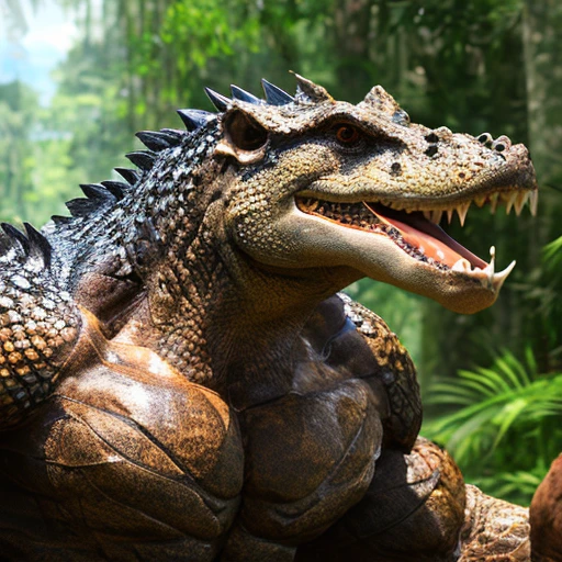 fkingscifi_v2 professional stock photo hyperrealistic very muscular superheavyweight ifbb pro bodybuilder, highly detailed alligator head, very realistic alligator head, flexing muscles in a forest, very thick neck, very huge muscles, very large muscles, very huge biceps, very huge traps, very huge quads, very thick arms, very thick legs, very thick torso, very oiled, very sweaty, very veiny, highly detailed, highly detailed alligator scales, textured scales, very glossy scales, highly detailed anatomy, highly detailed body, highly detailed muscles, intricate, aesthetics, dslr, vivid, studio lighting, studio quality, 8k, (wide shot), (full body), very ripped abs, very detailed abs, furious expression,sexy,hot,award winning, stunning