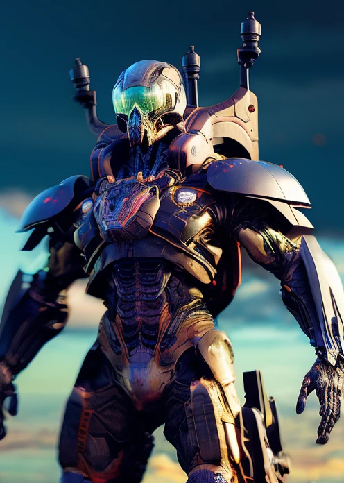 fking_scifi_v2 hyper realistic, Best quality, High Details,
good anatomy, solo, masked, cyberpunk, high tech, cyborg , damaged, black suit, spaceship armor,
were creature,mutant,4 arms,4legs,1wing,full body view
Anti-Aliasing, FXAA, De-Noise, Post-Production, SFX, insanely detailed & intricate, hypermaximalist, elegant, ornate, hyper realistic, super detailed, noir coloration, serene, 16k resolution
