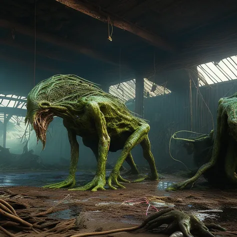 fking_scifi_v2 photorealistic photo of an soft organic tissue aliens ((group)) with (futuristic mechanical glossy parts:1.3), (smooth glossy moist reflective skin:1.5), slick skin, slime, tubes, wires, oled displays, ((organic tissue)), microchips, hyper detailed, moist skin, four eyes, ((in abandoned loft)), subsurface scattering, stippling,
FXAA, De-Noise, Post-Production, SFX, insanely detailed & intricate, hypermaximalist, elegant, ornate, hyper realistic, super detailed, noir coloration, serene, 16k resolution, unreal engine, award winning photography,