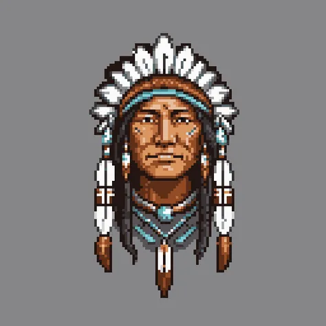 <lora:pixelbuildings128-v1:0.8>,Native American, portrait,totem, details, pixel art,simple background,