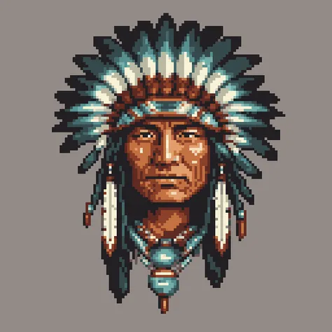 <lora:pixelbuildings128-v1:0.8>,Native American, portrait,totem,super details, pixel art,simple background,