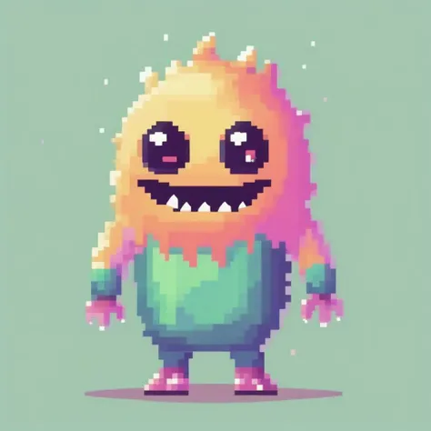 a cute monster, (flat shading:1.2), (minimalist:1.2) ,(pixel:1.2),pure bg