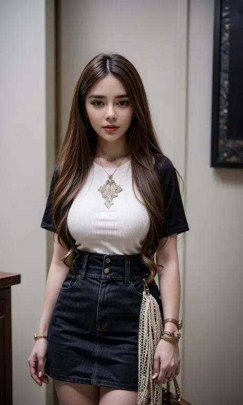 1girl,solo,<lora:GoodHands-beta2:1>,medium breasts,(full body:1.2), ( casual t-shirt:1.3),
black hair,, best quality,masterpiece,illustration,an extremely delicate and beautiful,CG,unity,8k wallpaper,Amazing,finely detail,masterpiece,official art,extremely detailed CG unity 8k wallpaper,incredibly absurdres,huge filesize,ultra-detailed,highres,extremely detailed,beautiful detailed,
(standing:1.5),  
 <lora:JessieZhesa_v1:0.75>