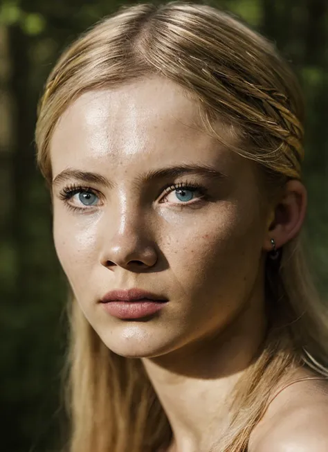 A stunning intricate full color portrait of (sks woman:1) as (viking warrior), (barbarian), epic character composition, by ilya kuvshinov, alessio albi, nina masic, sharp focus, natural lighting, subsurface scattering, f2, 35mm, film grain, <lora:locon_freyaallan_v1_from_v1_64_32:1.25>