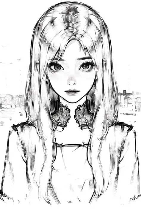 1girl,upper body, looking at viewer, normal face, <lora:blackandwhitev2:1>