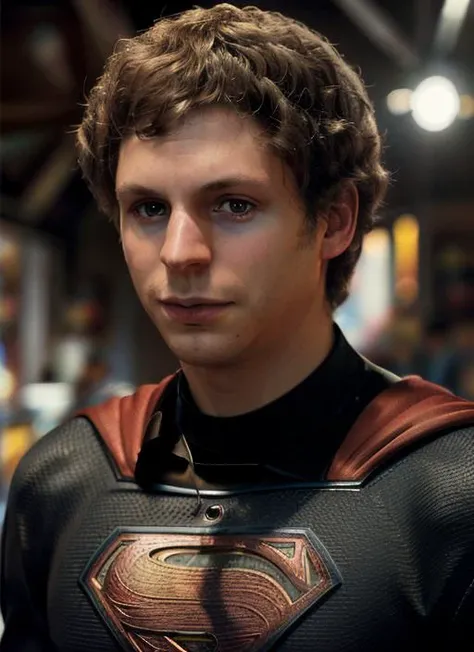 mc1, man, one man, man in superman costume, photorealistic painting, portrait, stunningly attractive(extremely detailed 8k wallpaper), highly detailed face, intricate, 8k, highly detailed, volumetric lighting, digital painting, intense, sharp focus, art by artgerm and rutkowski and alphonse mucha, cgsociety, vibrant, dynamic atmosphere, photorealistic,
<lora:MichaelCera:1>