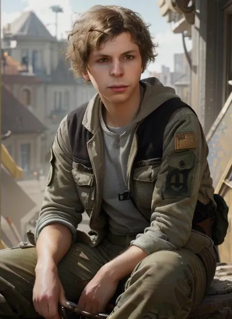 mc1, man, one man, man, masculine wearing Military Fatigues, M-16 Rifle, Face Paint, Dog Tags, Combat Boots, photorealistic painting, portrait, stunningly attractive(extremely detailed 8k wallpaper), highly detailed face, intricate, 8k, highly detailed, volumetric lighting, digital painting, intense, sharp focus, art by artgerm and rutkowski and alphonse mucha, cgsociety, vibrant, dynamic atmosphere, photorealistic,
<lora:MichaelCera:1>