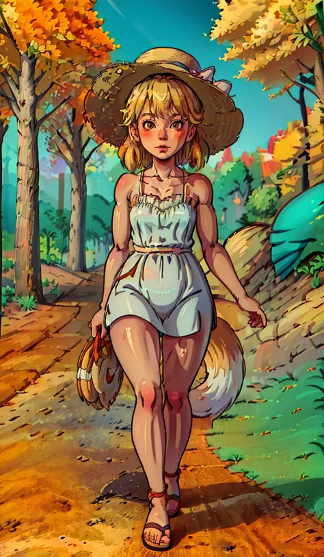 <lora:Linda _ Fox girl:1> photograph of a blonde (fox girl) wearing (Day at the Park: Sundress, straw hat, and sandals.)  <lora:Detailed_Places_R-128_v1:1>, XenTAI-pos, <lora:LORA-XenoDetailer-v3:0.75>